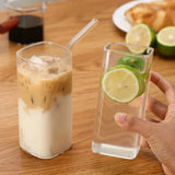 1pc 400ml Heat Resistant Coffee Glass Cup with Lid and Straw Transparent Milk Tea Juice Cups Coffee Mug Drinkwares Water Bottle