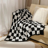 Taooba-Checkerboard Plaid Knitted  Woolen  Blanket Warm Soft Fleece Sofa  Throw Blankets Cozy Nap Blanket Cover   Bedspread Bedding