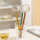 Taooba-Transparent Glass Snoop Ice Cream Dessert Scoop Tea Stirring Cocktail Teaspoon Handmade Sharp Mouth Soup Spoon