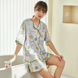 Taooba-Spring Cardigan Lapels Nightwear Girls Young Women's Pajama Sets Pyjamas Loose Sleepwear Female Loungewear Pijama Mujer Homewear