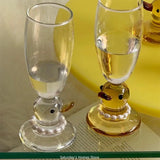 Taooba-Cute Duck Pearl Necklace Glass Goblet Mug Champagne Cocktail Transparent Wine Cup Barware Table Decor Borosilicate Glass