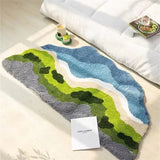 Taooba Christmas Gift Super Soft Bedside Carpet Irregular Moss Pattern Anti-Slip Fluffy Bathroom Mats Absorbent Kitchen Floor Rug Shaggy Carpet Home