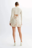 Taooba Vallen Ruffled Bow Knit Mini Dress