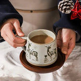 Taooba-Christmas Gift Retro Ceramic Mug Heat-resistant handle Coffee Cup Elk Handmade Juice Milk Cup For Home Office Water Cup Tea cup