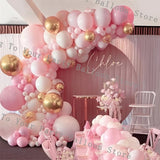 Taooba Color Palette Pink Balloon Garland Kit White Chrome Gold Balloon Arch Baby Shower Birthday Bridal Shower Wedding Party Decoration Latex Globos