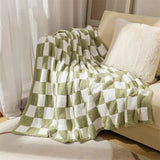 Taooba-Checkerboard Plaid Knitted  Woolen  Blanket Warm Soft Fleece Sofa  Throw Blankets Cozy Nap Blanket Cover   Bedspread Bedding