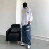 Taooba-Autumn New Streetwear Men Baggy Wide-leg Jeans Retro Harajuku Hip-hop Letter Thermoprint Oversized Straight-leg Pants Y2K Jeans