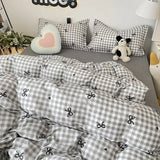 Taooba Ins Nordic Duvet Cover Set 2024 Summer New Twin Queen Size Kids Adult Flat Sheet Pillowcase No Filler Fashion Bed Linens