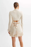 Taooba Vallen Ruffled Bow Knit Mini Dress