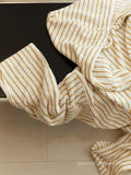 Taooba-Retro Stripe Cotton Bathrobe Super Soft Absorption V Neck Sleepwear Warm Robes Women Hooded Loose Bath Robe Coat Towel Homewear