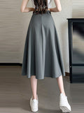 Taooba High Waist Pleated Long Skirt Women New Arrival 2023 Autumn Korean Style Solid Color Ladies Elegant A-line Skirts W1361