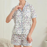 Taooba-Womens Preppy Sheep Monkey Print Pajamas Aesthetic Cute Pjs Y2k Two Piece Pajamas Shorts Pj Shirts Sets Sleepwear