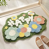 Taooba Mountain Forest Patterned Flocked Carpet Modern Bump Flower Doormat Bathroom Area Rugs High Low Plush Irregular Bedside Carpets