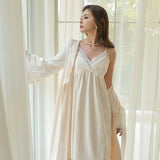 Taooba Sexy Thicken Double-sided Island Velvet Women's Robe Sets Vintage Princess Lace Night Dress Autumn Winter Home Wear