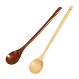 Taooba-Japanese Style Wooden Spoon Mixing Rice Salad Long Handle Dessert Spoon Condiment Sugar Salt Spice Spoon Tableware Kitchen Tools