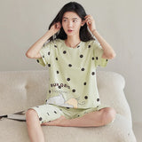 Taooba-New Arrival Elegant Pajama Young Women's Pajama Sets Pyjamas Femme Round Neck Sleepwear Female Loungewear Pijama Mujer Homewear