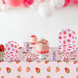 Strawberry Party Disposable Tableware Sets Picnic Pink Fruit Tool Gril Birthday Party Decorative Dessert Plastic Tableplates