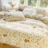 Pastoral Girls Flower Bedding Sets, Washed Cotton Bed Linens, Soft Quilt Cover Sheet Set, Simple Bedspread, Home Textiles