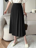 Taooba High Waist Long Skirts Women New Arrival 2024 Fashion Korean Style Solid Color All-match Office Lady Elegant A-line Skirt