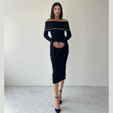 Taooba-2024 Spring New Women's Elegant Dress Fashion Style Slim Contrast Color Dress Elegant Sexy Party Dress Club Outfit