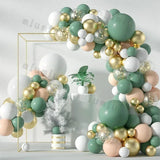 Retro Green Balloon Garland Arch Kit Wedding Birthday Balloons Decoration Party White Balloons For Baby Shower Decor Supplies