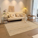 Living Room Carpet Natural Jute Hand Woven Wear Resistant Durable Tassel Rug Fashion Minimalism Home Decoration Comfortable Mats