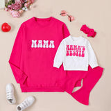 Taooba-Mommy and Me Matching Outfit Mama & Mama's Bestie Sweatshirt Flared Pants Valentines Mother's Day Gifts Clothes Sets Streetwear