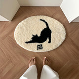 Taooba-Good Quality Tufted Cat Oval Capert Soft Cozy Fluffy Rug Door Mat Room Bedside Feet Floor Mats Anti-skid Silicone Back  Floormat