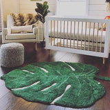 Taooba-Palm Tree Leaf Shape Large Tufted Rug Fluffy Plush Anti-skid Mat Area Rug Kids Playing Carpet Baby Creeping Floor Mats