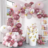 Metal Rose Pink Balloon Garland Arch Kit Boho Sand White Wedding Birthday Party Balloons Gender Reveal Baby Shower Decorations