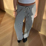 Taooba Women Casual Loose Pants Vintage Stripe Drawstring Elastic Waist Trousers Spring Summer Sweatpants Bottoms Comfy Loungewear