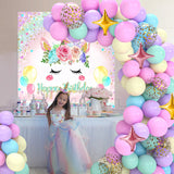 Unicorn Rainbow Birthday Party Backdrop Balloon Macaron Raindow Glitter Ballon Baby Shower Girl Birthday Party Background Decor