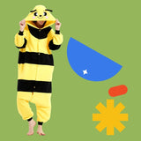 Taooba-Women Men Animal Bee Costume Jumpsuit Long Sleeve Plush Pajamas Button Down Romper Cosplay Outfit