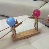 Handmade Balloon Bamboo Man Battle Wooden Bots Battle Game Two-Player Fast-Paced Balloon Battle Game With 100 Balloons Gift Toy