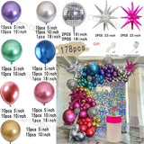 Taooba Color Palette Chrome Balloons Garland Arch Kit Disco Party Decoration with Metallic Purple Green Red Hot Pink Blue and Foil Disco Ball Balloon