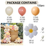 Taooba Color Palette 132Pcs White Daisy Sunflower Themed Balloon Arch Kit Black Pink Yellow Latex Bal for Wedding Birthday Baby Shower Party Decors