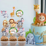 Jungle Safari Animal Theme Cupcake Toppers Dessert Muffin Food Cake Picks for Baby Shower 1st Birthday Wedding Party Decoration