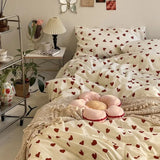 Ins Heart Bedding Set No Filler Duvet Cover Pillowcase Flat Sheet Single Twin Queen Size Boys Girls Floral Home Bed Linens