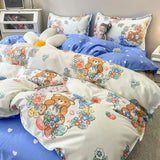 Taooba Christmas gift Ins Style Bedding Set Nordic Single Double Flat Sheet Duvet Cover Pillowcase Soft Microfiber Full Queen Size Bed Linen