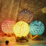 Taooba-Creative Rattan ball lamp soft light romantic healing bedside atmosphere Rattan nightlight small dimmable table lamp