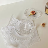 Glass Mug French Heart Glass Coffee Cup Plate Breakfast Milk Cup Cute Tea Cup Water Cup Drinking Utensils Cup And Dish