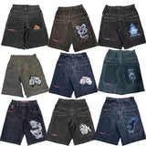 Taooba-JNCO Shorts Y2K Hip Hop Pocket Baggy Denim Gym Shorts Men Women 2023 Summer New Harajuku Gothic Men Basketball Shorts Streetwear