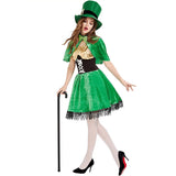 Taooba-Women's Irish Fairy Dress Costume, Sleeveless Lace Tassel Hem A-Line Dress with Shawl and Hat Leprechaun Outfits