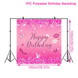 Pink Rose Glitter Backdrop Happy Birthday Photo Background Glitter Shiny Dots Lip Background For Photo Studio Photocall Supplies