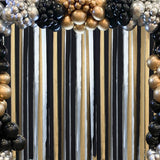 Glitter Black Gold Crepe Paper Streamers Rolls Birthday Party Decor Backdrop Curtains Wedding Adult Anniversary Supplies