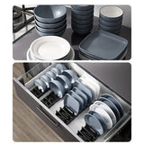 Taooba-Kitchen Under Cabinet Drawer Bowl Dish Drying Rack Plate Storage Holder Tableware Bowl Dish Partition Adjustable Organizer