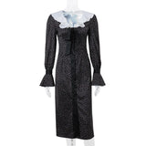 Taooba-2024  new autumn women's fashionable and sexy French style floral long-sleeved dress elegant and casual Vestidos