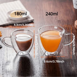 1pc Heart Shaped Mug Double Glass Coffee Cups with Heart Double Layer Heart Tea Cup Coffee Mug Drinking Glasses Cocktail Glass