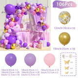 Purple Butterfly Balloon Garland Arch Kit Rose Gold Butterfly Metal Pink Purple Balloon for Birthday Wedding Party Balloon Decor