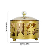 Taooba-Gold/Black EID MUBARAK Metal Fruit Snack Tray Muslim Islamic Festival Castle Tea Tray Snack Dried Box Candy Storage Box with Lid